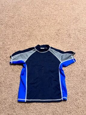 Lands' End Men's Navy, Gray & Blue Short Sleeve Rash Guard